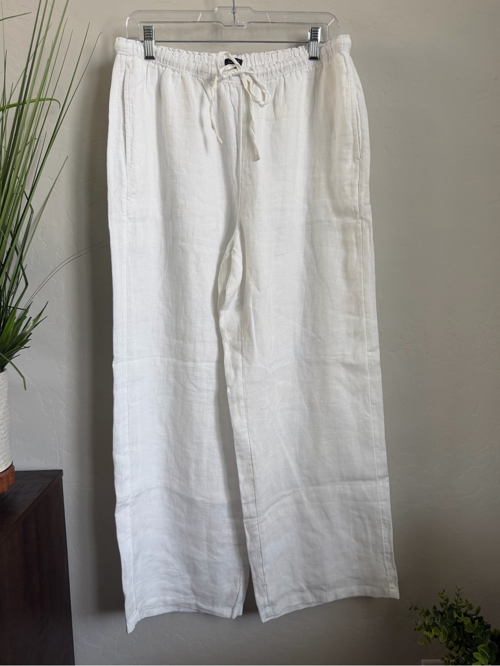 J.Crew NWT 100% Linen Drawstring Pants White Medium M CI939